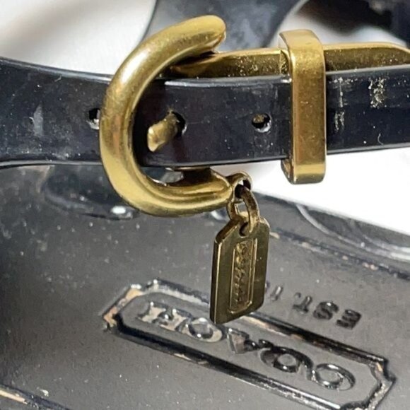 Coach Paisley Floral Jewel Black T Strap Jelly Thong Sandals Summer Size 7 - Picture 9 of 12